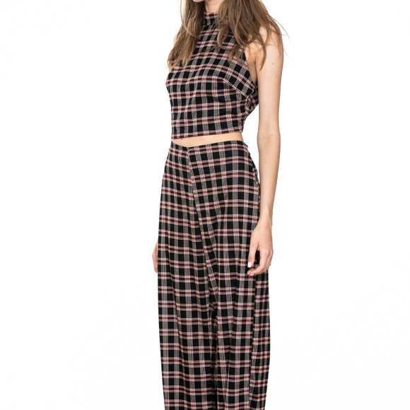 2 PIECE PLAID CHECK SLEEVELESS TOP AND LONG PANTS - Picture 5 of 8